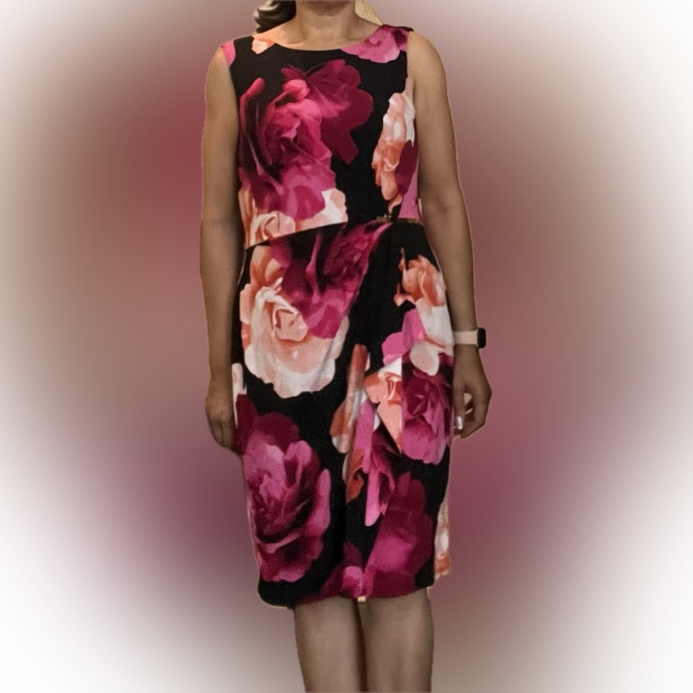 Calvin Klein Collection Floral Dress - Pink and Black